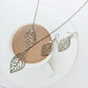 Dishowme Leaf Necklace Earrings Set 3Pcs Lariat Leaf Pendant Necklace