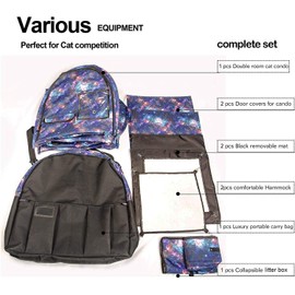 Mispace Portable Twin Compartment Show House Cat Cage/Condo - Easy to Fold & Carry Kennel - Comfy Puppy Home & Dog Travel Crate with Portable Carry Bag/Two Hammocks/Mats and Collapsible Litter Box