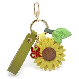 Sunflower Keychain, Yellow Flower Charm for Purse Handbags Bag Car Accessories Charms PU Key Charms