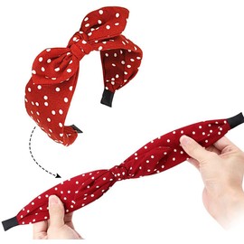scicent Polka Dot Headband for Women Bow Knot Fabric Hairbands Bunny Ear Twisted Hair Bands Wide Hair Hoops Hair Accessories Pack of 3pcs - 4520