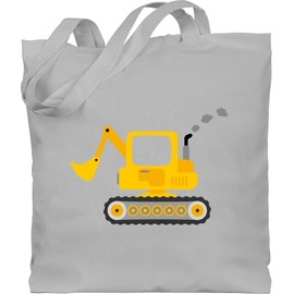 Shirtracer - Cotton Bag - Children's Tractor etc. - Excavator, 2 Light Grey