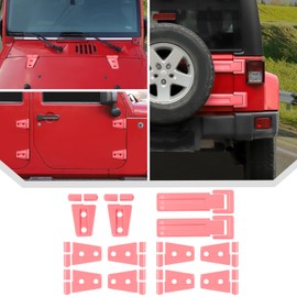 JeCar 12PCS Pink Full Set Hinge Cover Trim Kit Fit for 2011-2017 Jeep Wrangler JK JKU Door Hinge Covers & Hood Hinge Covers & Tailgate Hinge Covers