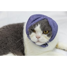 DDFS Cat Hematoma Ear Wrap,Noise Cancelling Headphones Anxiety & Stress Relief - No Flap Ear Wrap Hoodie for cat Purple S