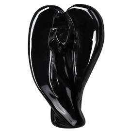 Sportmusies Hand-Carved Natural Black Obsidian Stone Angel Figurine Home Desk Decoration, Reiki Crystal Angel Statue for Healing Yoga Meditation
