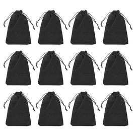 PATIKIL Velvet Gift Bags, 12 Pack 4 x 6 Inch Velvet Drawstring Bag Jewelry Pouch Gift Packaging Bag for Wedding Favor Party Birthday Festivals, Black