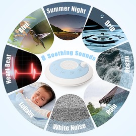 ShaArkMango White Noise Sound Machine for Deep Restful Sleep With 8 Relaxing Nature Sounds With Volume Control, Timer Portable Travel Sound Machine Essentials Meditation Therapy for Adult Home, Office