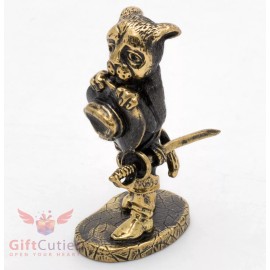 Solid Brass Figurine of sad Cat Puss in Boots Fairy tale IronWork