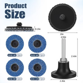 60PCS 2 Inch Die Grinder Sanding Disc Flap Discs, 40/60/80/120 Grits, Roll Lock Sanding Disc with 1/4 Inch Holder for Angle Grinder, Rust Removal, Grinding, Polishing, Deburring, Finishing