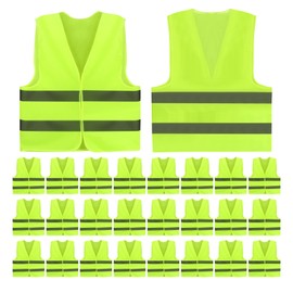 DJZZ 50 Pcs High Visibility Safety Vest Bulk Construction Vests Reflective Mesh Neon Security Vest for Event Men Women Work Volunteer