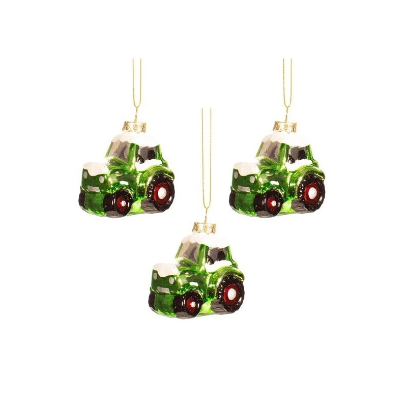 Sass & Belle Tractor Shaped Bauble - Set of 3