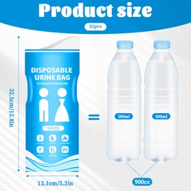 COMNICO Disposable Pee Bags, 35 Pcs 900ML Urine Bags Portable Urinal Toilet Bag and Emergency Vomit Bag for Women Men Car Camping Hiking Pregnant Travel