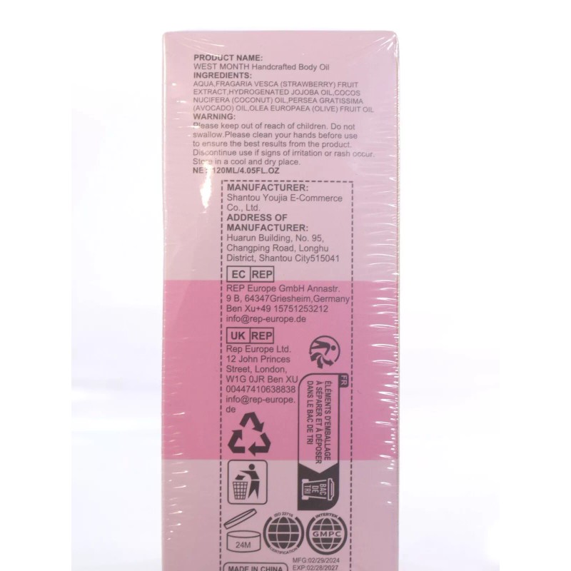 west month Handcrafted Strawberry Shortcake Body Oil Body Juice 4.05