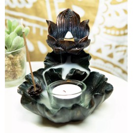 Ebros Zen Lotus Flower Incense Cone & Stick Burner Candle Holder Figurine