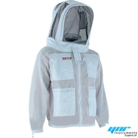 YNR BEEKEEPING Three Layer Ultra Ventilated Beekeeping Jacket for Men and Women with Fencing Veil, Professional Sting Proof Beekeeper Hoodie, Premium White Fabric Polycotton Bee Jacket (Medium)