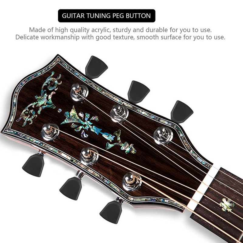 Glomora 6PCS Black Guitar Tuning Pegs - Metal, Small Square