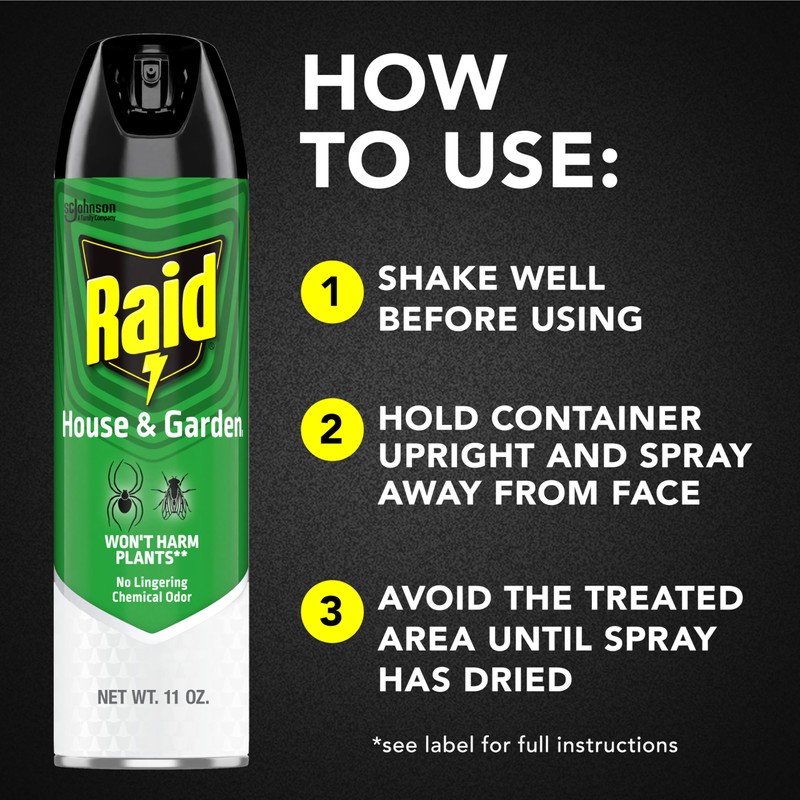 Raid House & Garden Bug Killer Aerosol Kills Bugs on
