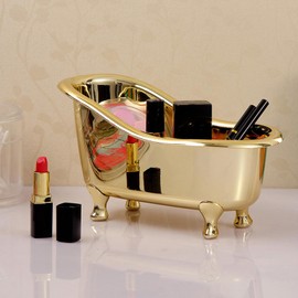 Meiliyizu Bathtub Shaped Storage Bin Jewelry Cosmetic Organizing Box Large Capacity Mini Organizer Holder Waterproof Easy Cleaning