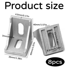 Aluminium Profile 40 x 40.8 Pieces Aluminium Angle 40 x 40, Angle 40, Corner Angle, 90 Degree Aluminium Angle Stainless Steel Angle Connector Stable Corner Connector Anti-Rust Right Angle for 40 x 40 Aluminium Profile 3D Printer