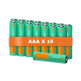 100%PeakPower Pilas Recargables AAA 16 Unidades 800 mAh NiMH 1.2 V, Precargadas – Alta Capacidad y Rendimiento – Baterias Recargables AAA para Juguetes, Controles Remotos y Videojuegos