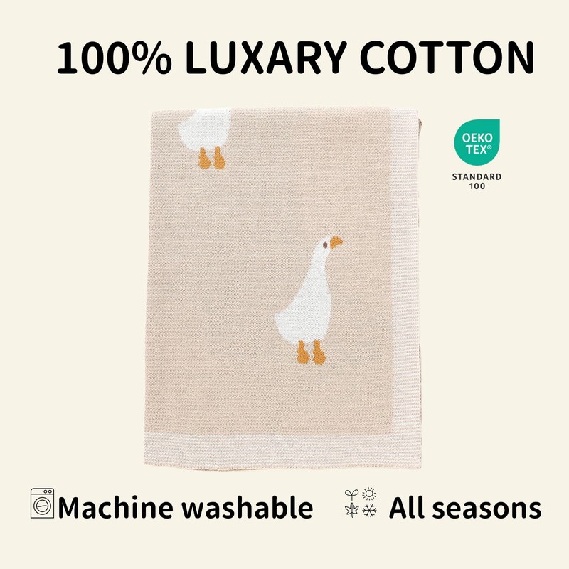 DovFanny Baby Blanket 100% Cotton Knitted Soft Blanket for Newbron