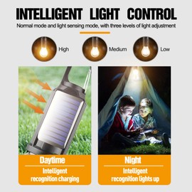 Solar Tent Camping Light Bulb Rechargeable Portable LED Camping Lantern3 Lighting Modes Tungsten Light Tent Lamp with Clip Hook for Camping, Hiking, Backpacking, Emergency Outage (T03)