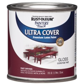 Rust-Oleum 1964730 Brush On Paint Painters Touch Latex, 8 Fl Oz (Pack of 1), Gloss Colonial Red