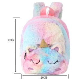 YIRANJIA Unicorn Backpack for Kids,Plush Unicorn Backpack,Fluffy Mini Unicorn Backpack Bags for Girls Kids Travel Plush Rainbow Schoolbag
