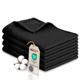 Bellphany Set of 4 premium tea towels, black, kitchen towels made of 100% cotton, Oeko-Tex certified tea towels, 45 x 60 cm, black plain