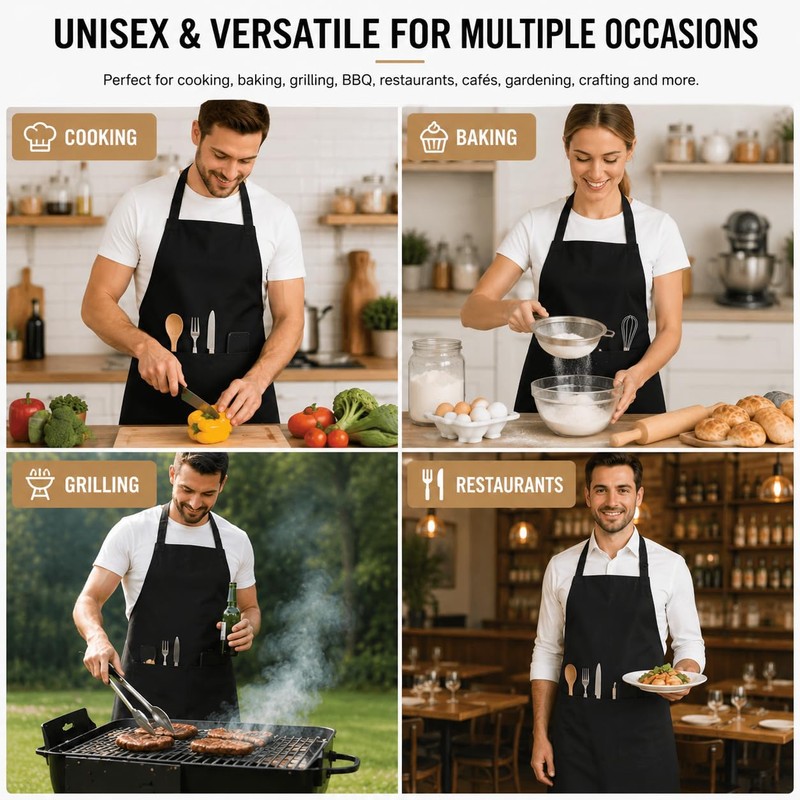 Mulbijeo Grembiule Cucina Uomo, Impermeabile E Antimacchia, Grembiule Cucina, Con