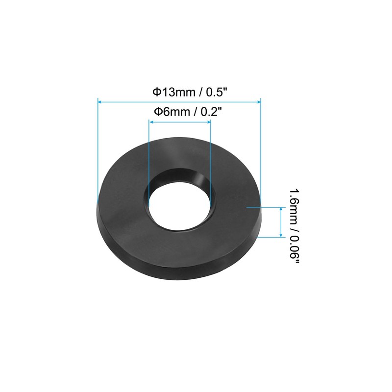 PATIKIL M6 Rubber Flat Washers 40pcs 6mm ID 13mm OD