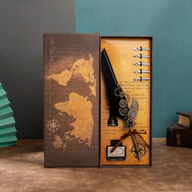 Pluma Fuente, Pluma Estilográfica, Boligrafo Elegante Inmersión de Pluma Vintage, Juego de Pluma de Tinta, Pluma de Cobre, Pluma de Escritura de Tallo, Pluma de Caligrafía