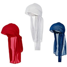 Durag Do Rag Stocking Cap Pack Hair Wave Red White and Blue Patriot Flag Colors