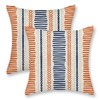 Burnt Orange Navy Blue Pillow Covers 18x18 Inch 2 Pcs