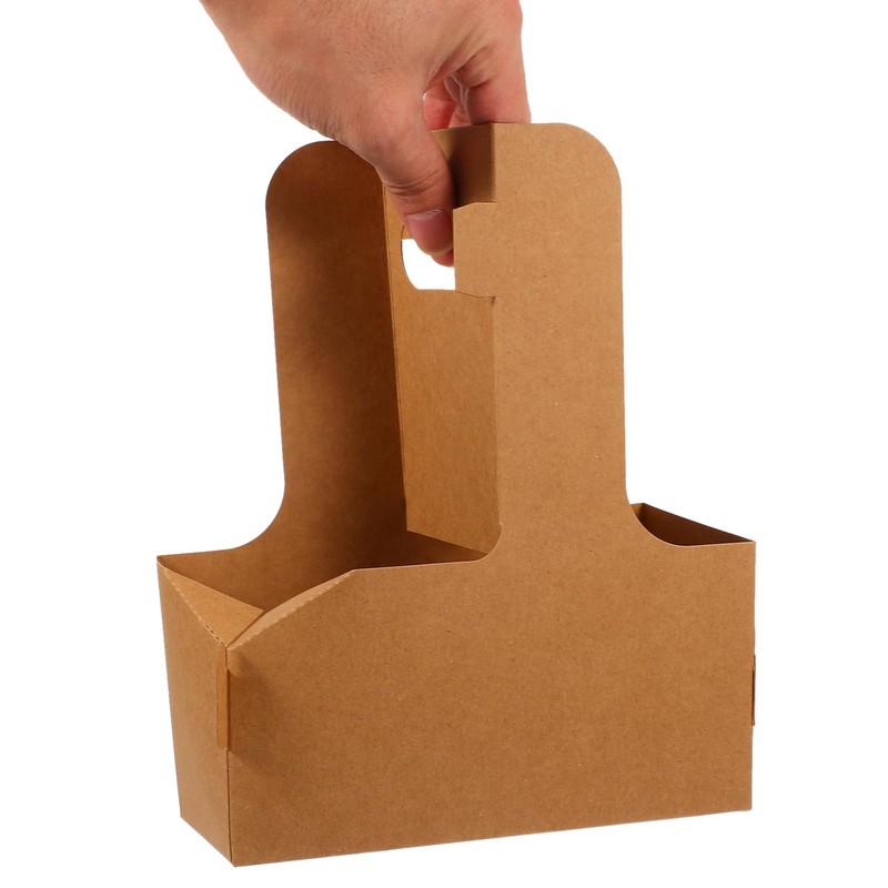 SOLUSTRE 2 Cup Drink Carrier with Handle, 10pcs Kraft Paperboard