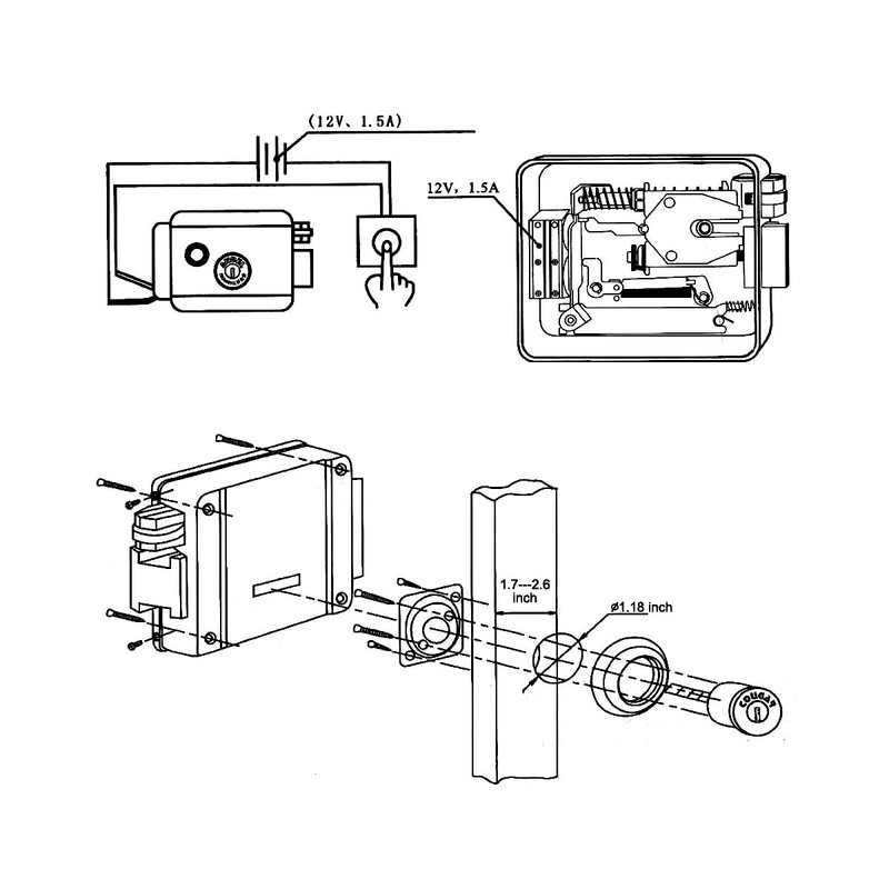 Double Headed Electric Control Lock, DC12V Electric Electronic Security Lock
