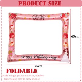 Inflatable Selfie Frame Photo Booth with 23pcs Props - Rose Gold Wedding Picture Frame for Bridal Shower Party Games Accessories