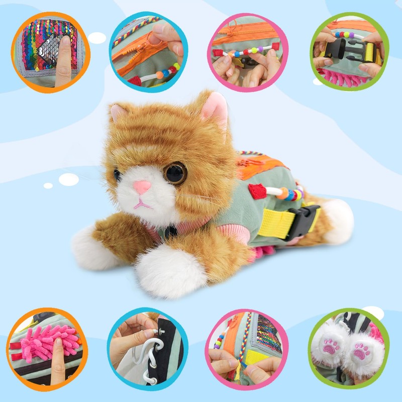 Fidget Blanket with Cat for Elderly with Dementia, Fidget Blanket