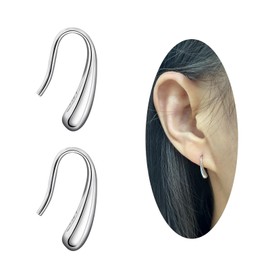 Tiny Pull Through Earrings Simple S925 Sterling Silver Earrings Minimalist Teardrop Threader Earrings for Women Trendy