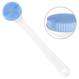 V-TOP Back Scrubber for Shower, Silicone Body Scrubber Long Handle with Soft Bristles, Bath Body Washer Shower Exfoliator Brush for Men and Women, BPA Free, Non-Slip