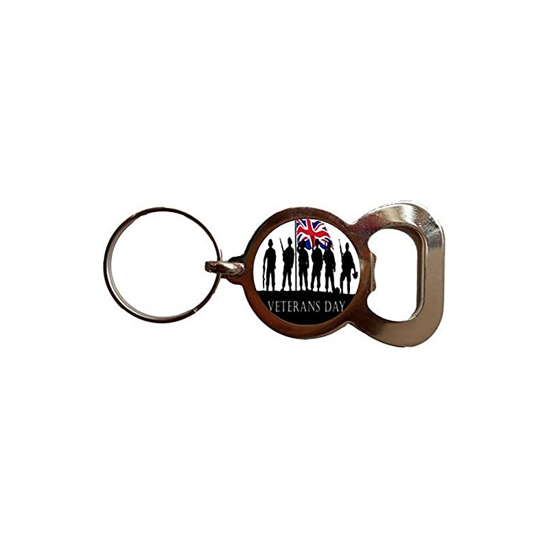 Veterans Day UK Military Bottle Opener Metal Keyring and Velvet