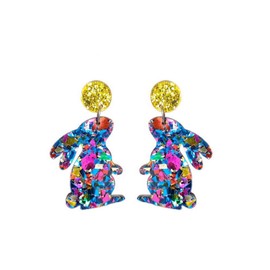 Easter Rabbit Acrylic Earrings for Women Charm Resin Bunny Easter Egg Sparkly Colorful Sequins Animal Lightweight Dangle Drop Earrings for Festival Spring Holiday Birthday Party Jewelry Gifts, Medium,