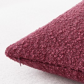 Mixhug Decorative Boucle Throw Pillow Covers, Burgundy Red, 18 x 18 Inches, Pack of 2 - Textured Boho Pillow Covers for Couch and Bed