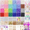 Gionlion 6000 Clay Beads Bracelet Making Kit, 24 Colors Flat