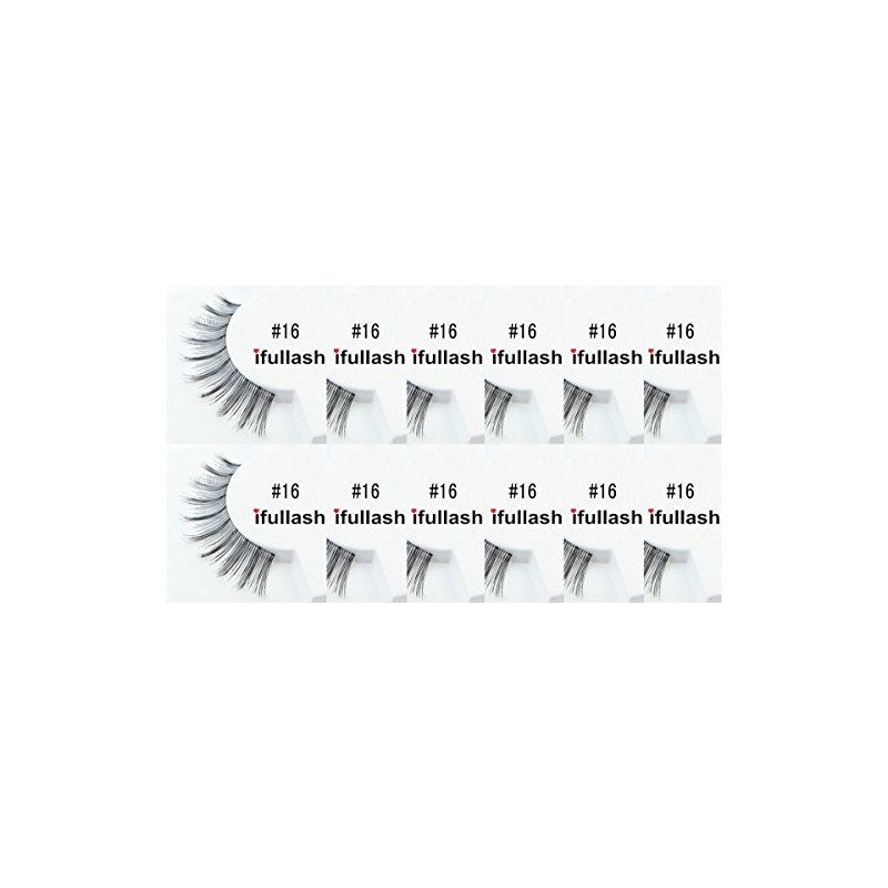 #16, 12 Pairs ifullash 100% Human Hair Eyelashes