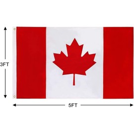 Canada Flag 3x5 Ft with Brass Grommets Vivid Color and UV Fade Resistant - Canvas Header and Double Stitched Printed Maple Leaf Canada Day Decoration Gift Yard House Banner,Pack of 1