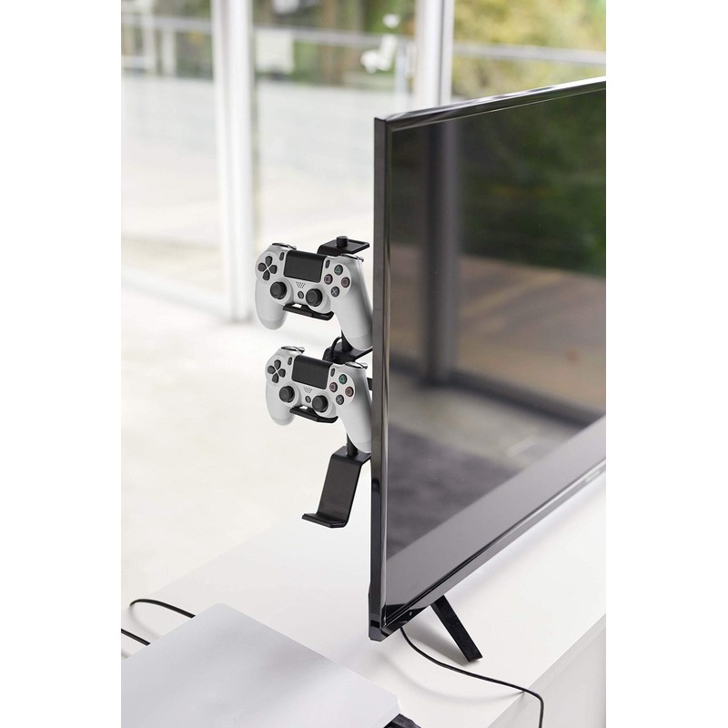 山崎実業(Yamazaki) テレビ裏 ゲームコントローラー収納ラック ブラック 約W40.5XD8.5XH30cm スマート 置いたまま充電可能 コントローラーケース 5091