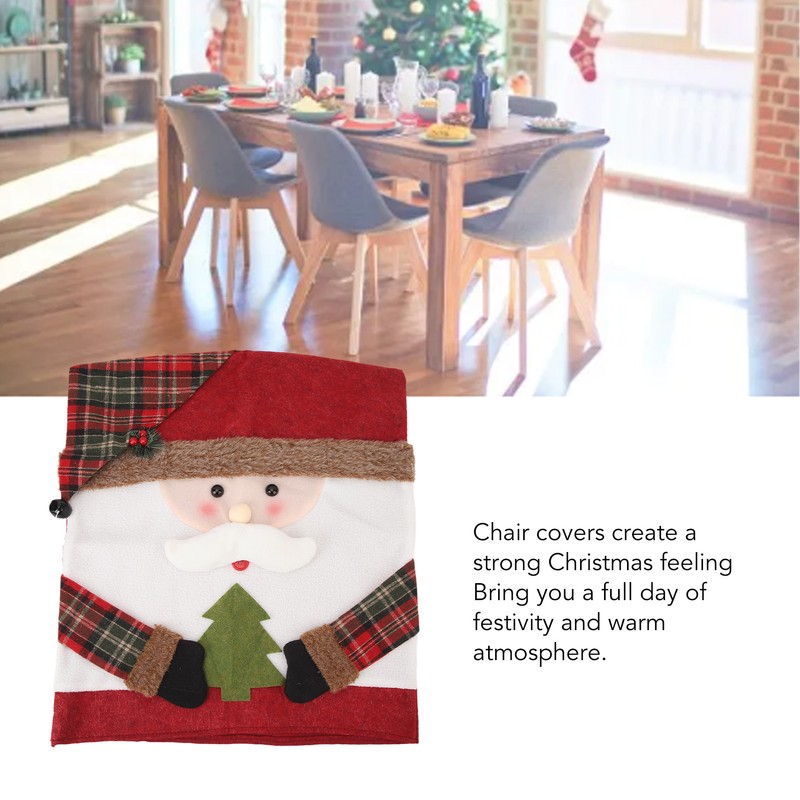 Xmas Dinner Chair Back Covers Easy To Install Soft Anti