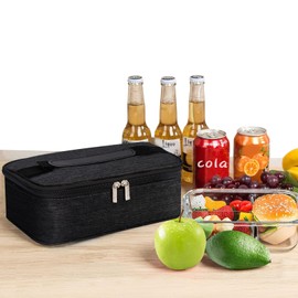 Small Lunch Bag Insulated Lunch Box for Men Women Mini Cooler Lunch Pail with Handle Portable Thermal Leak-Proof Lunch Box Holder Waterproof Cool Bag with Handle for Work,School,Picnic (Black)