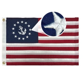 AMZFLAG American Yacht Ensign Flag 12x18 inch Made in USA, Embroidered US Yacht Ensign Nautical Boat Flags with 2 Brass Grommets Yacht Marine Boat
