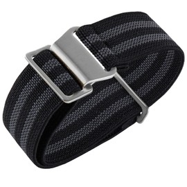 Onthelevel French Troops Parachute Bag for Nylon Elastic Belt Watchband 18mm 20mm 22mm Watch Strap (18mm, bk Grey bk Grey-Silver Buckle)